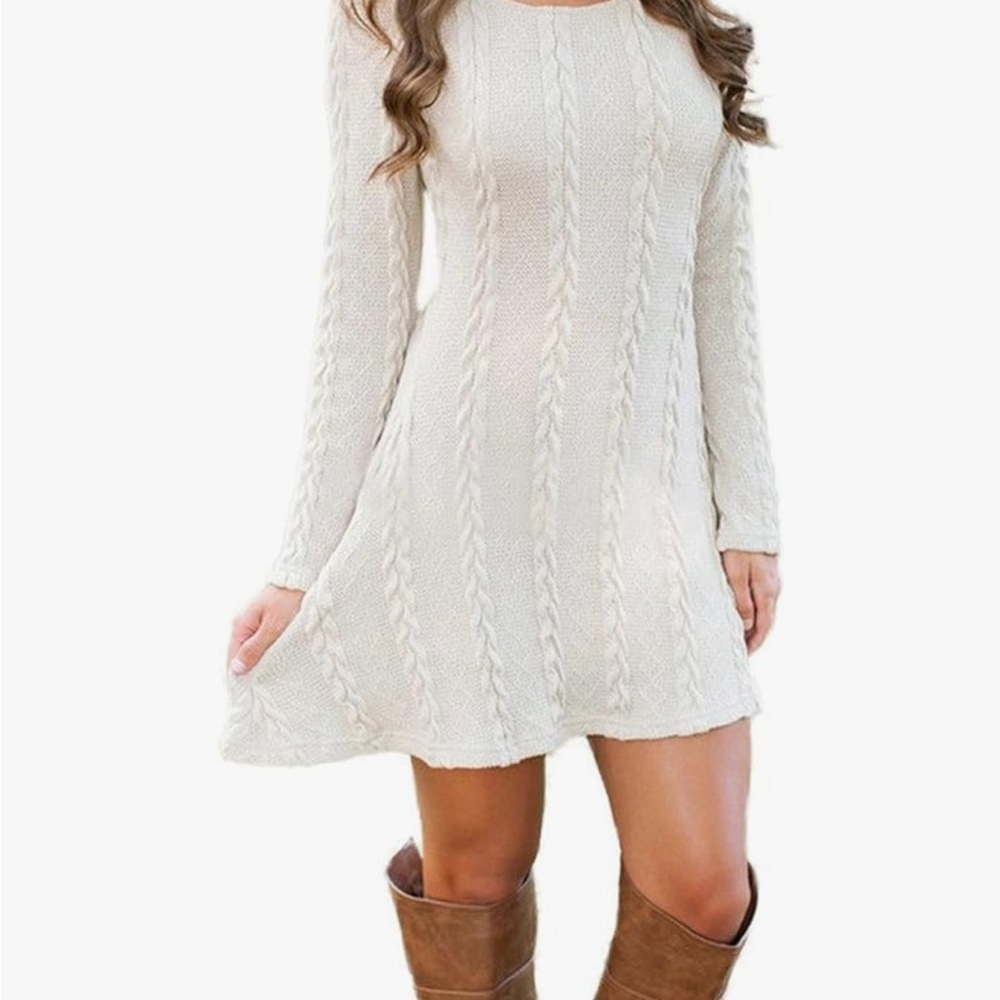 White long sleeve sweater dress size small - Picture 3 of 4